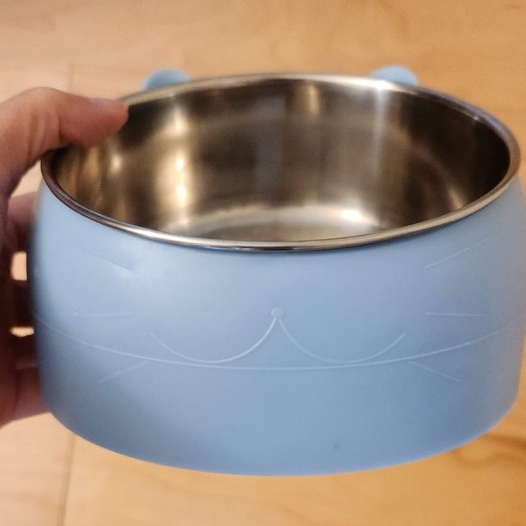 Cat Kitty Medium size Feeding Bowl Blue 2 pieces USED - Picture 5 of 9